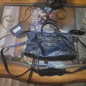 Authentic Black Balenciaga Medium Classic City Leather Satchel